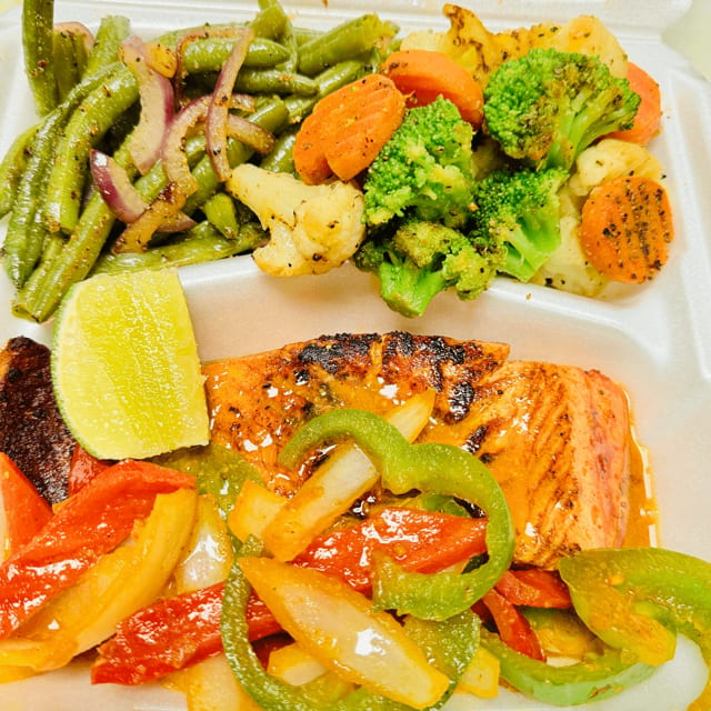 Salmon With 2 Side Orders.