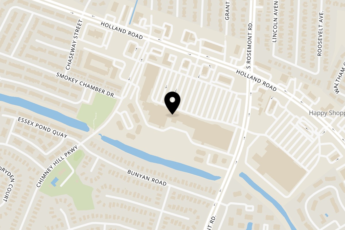 Map showing the location of Lokman's Best Wings Virginia Beach on 845 Chimney Hill Shopping Ctr in Virginia Beach